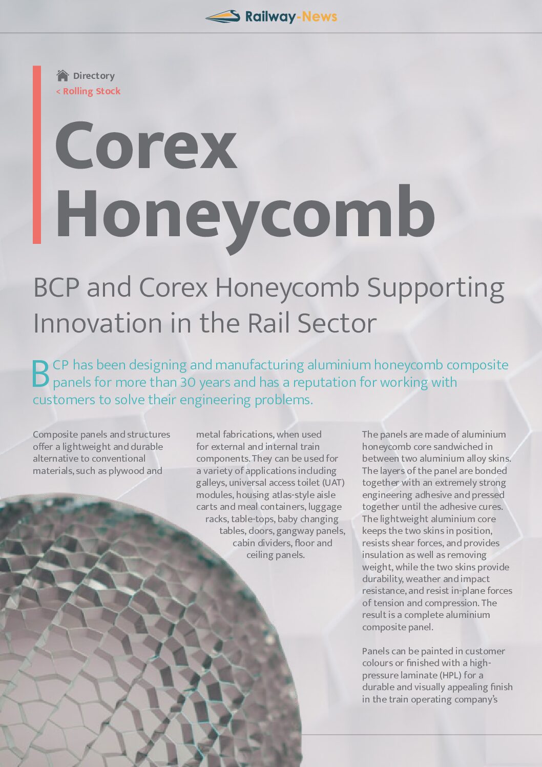 BCP和Corex蜂巢支持铁路行业的创新