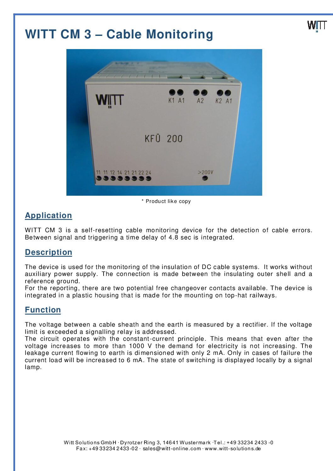 WITT CM 3–电缆监测